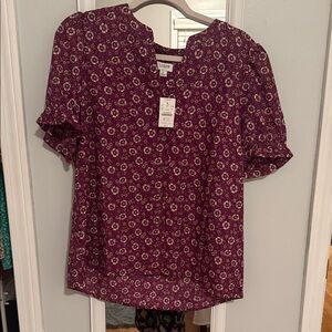 J. Crew Women's Purple Floral Blouse